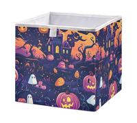 GuoChe Open Home - Bacs de rangement pliables en tissu pour l'organisation - Panier d'étagère pour étagères, sorcière, Halloween, citrouille, art violet