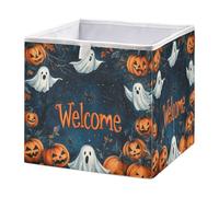 GuoChe Open Home - Bacs de rangement pliables en tissu pour placard et jouets, motif cauchemar d'Halloween, orange bienvenue