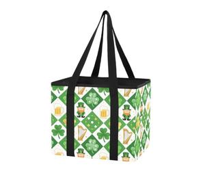 GuoChe Organiseur de coffre de voiture réutilisable pour la Saint-Patrick, léprechaun et harpe, sac fourre-tout pliable robuste avec poignées et fond rigide pour organiseur de voiture et camion, 1