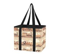 GuoChe Organiseur de coffre de voiture réutilisable pour le shopping, les trains vintage, sacs de courses pliables avec poignées et fond rigide pour pique-nique, vacances, voyage
