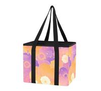 GuoChe Organiseur de coffre de voiture réutilisable, sac fourre-tout pliable de grande capacité avec longues poignées pour pique-nique, sorties de vacances, voyage