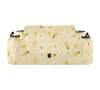GuoChe Organiseur de couches pour poussette avec bandoulière antidérapante et accessoires pour poussette Motif abeilles volantes Happy Daisy Jaune, Flying Bees Happy Daisy Jaune