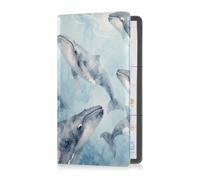 GuoChe Organiseur de documents pour véhicule à bosse Bleu/gris Orca Whale | Porte-assurance d'immatriculation en cuir PVC résistant à l'usure transparent pour boîte à gants de voiture et console