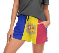 GuoChe Pantalon de pyjama pour femme avec poches taille élastique - Short d'entraînement décontracté - Taille S, Drapeau national d'Andorre, Large