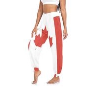 GuoChe Pantalon sarouel léger et confortable pour femme - Taille haute avec poches pour le salon, la course à pied, l'entraînement, Drapeau national du Canada, Taille S