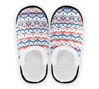 GuoChe Pantoufles confortables en polaire corail avec semelle en caoutchouc antidérapante pour hôtel, voyage, chambre à coucher, avion ou fête, taille M, 4 juillet Stripes Stars, Large