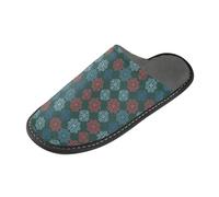 GuoChe Pantoufles confortables pour femme, Flocons de neige de Noël vert, rouge, bleu, 10.5-11
