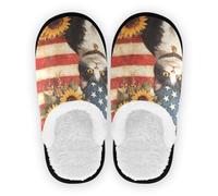 GuoChe Pantoufles de maison pour femme en polaire corail avec semelle antidérapante, confortables et portables, pour hôtel, voyage, chambre à coucher, avion ou fête, taille M, Drapeau mignon chat