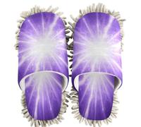 GuoChe Pantoufles de nettoyage chenille Cool Tie Dye Abstrait Sunburst Lavande Violet, Cool Tie Dye Abstrait Sunburst Lavande Violet, Medium Women/Large Men