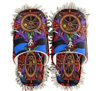 GuoChe Pantoufles de nettoyage chenille Crâne Pirate Voleur de mer Buccaneer, Crâne pirate voleur de mer Bouccanier, Medium Women/Large Men