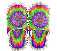 GuoChe Pantoufles de nettoyage chenille Tie Dye | Chaussons lavables pour cuisine et chambre à coucher