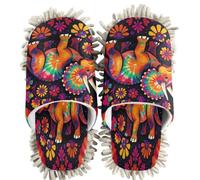 GuoChe Pantoufles de nettoyage chenille Tie Dye Couleur Tricératops Tie Dye | Chaussons lavables pour cuisine et chambre à coucher