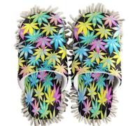 GuoChe Pantoufles de nettoyage chenille Tie Dye Weed Leaf | Chaussons lavables pour cuisine et chambre à coucher
