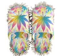 GuoChe Pantoufles de nettoyage chenille Tie Dye Weed Leaf | Chaussons lavables pour cuisine et chambre à coucher
