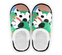 GuoChe Pantoufles de spa pour femme - En polaire - Antidérapantes - Pour maison, hôtel, voyage, chambre à coucher, avion - Taille M, Dessin animé Funny Dogs, Medium