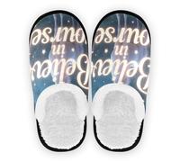 GuoChe Pantoufles de spa pour femme - En polaire corail - Semelle antidérapante - Pantoufles de voyage pour la maison et l'intérieur - M, Croyez en vous-même Pégase animal mignon, Medium