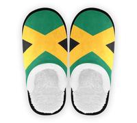 GuoChe Pantoufles de spa pour femme - En polaire corail - Semelle antidérapante - Pour voyage, chambre à coucher, avion - Taille M, Drapeau jamaïque., Medium