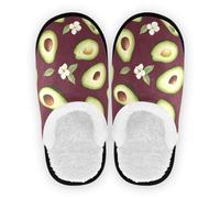 GuoChe Pantoufles de spa pour femme - En polaire corail - Semelle en caoutchouc antidérapante - Légères - Pour intérieur ou extérieur - Taille M, 5-Funny Avocat Fruit Royal Blue, Medium