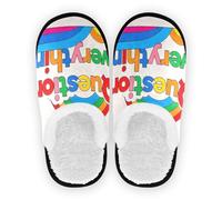 GuoChe Pantoufles de spa pour femme - En polaire pelucheuse - Antidérapantes - Confortables - Pour chambre à coucher, bureau, voyage, yoga - Taille M, Question colorée tout, Large