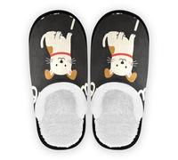 GuoChe Pantoufles de spa pour femme - En polaire pelucheuse - Antidérapantes - Pour chambre à coucher, maison, bureau, voyage, yoga - Taille M, Welcome Home Cute Cartoon Dog4, Medium