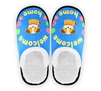 GuoChe Pantoufles de spa pour femme - En polaire pelucheuse - Semelle en caoutchouc antidérapante - Pour spa, hôtel, invités, hôtel, voyage, chambre à coucher, avion - Taille M, Bienvenue à la maison