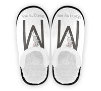 GuoChe Pantoufles de spa pour femme - En polaire - Semelle antidérapante - Chaussures d'intérieur - Taille M, Lettre M de souris faisant mon chemin graphique, Medium