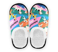 GuoChe Pantoufles de spa pour femme - Polaire pelucheuse - Semelle en caoutchouc antidérapante - Doux et chauds - Pour chambre à coucher, maison, bureau, voyage, yoga - Taille M, Fête colorée Happy