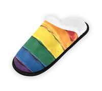 GuoChe Pantoufles d'intérieur douces et antidérapantes pour chambre à coucher, hôtel, voyage, spa, drapeau arc-en-ciel fierté, gay, lgbt, fierté, jour, mois, parade LGBTQ Communauté (2), Drapeau