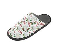 GuoChe Pantoufles d'intérieur pour femme - Chaussures d'intérieur pour femme - Pantoufles de chambre - Joyeux Noël - Fleurs roses blanches, Fleurs roses blanches Merry Christmas, 6.5-7