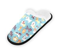 GuoChe Pantoufles douces et antidérapantes pour chambre à coucher, hôtel, voyage, spa, chats et cœurs sur crème, Chats et cœurs sur crème, Medium