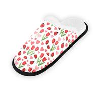 GuoChe Pantoufles douces et antidérapantes pour chambre à coucher, hôtel, voyage, spa, coccinelle mignonne avec motif à pois, Coccinelle mignonne avec des cœurs à pois, Large