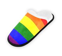 GuoChe Pantoufles douces et antidérapantes pour chambre à coucher, hôtel, voyage, spa, drapeau arc-en-ciel fierté, gay, lgbt, fierté, jour, mois, défilé LGBTQ, communauté, Drapeau Rainbow Pride Gay