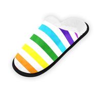 GuoChe Pantoufles douces et antidérapantes pour chambre à coucher, hôtel, voyage, spa, drapeau des États-Unis, arc-en-ciel grec, paix, Drapeau des États-Unis Grec Rainbow Peace, Medium