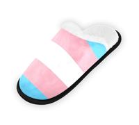 GuoChe Pantoufles douces et antidérapantes pour chambre à coucher, hôtel, voyage, spa, drapeau transgenre, bleu pâle, arc-en-ciel, LGBT Pride Mois Parade, Drapeau transgenre bleu pâle arc-en-ciel LGBT