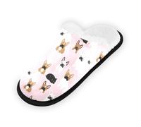 GuoChe Pantoufles douces et antidérapantes pour chambre à coucher, hôtel, voyage, spa, motif bouledogue français amusant, mignon, chien, maman, Motif de bouledogue français drôle mignon Frenchie chien