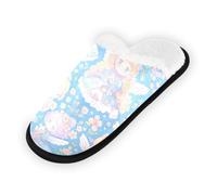 GuoChe Pantoufles douces et antidérapantes pour chambre à coucher, hôtel, voyage, spa, princesses fées sur fond bleu floral