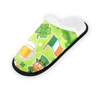 GuoChe Pantoufles douces et antidérapantes pour chambre à coucher, hôtel, voyage, spa, Saint-Patrick, drapeau irlandais et bière, Drapeau irlandais et bière de la Saint-Patrick, Medium