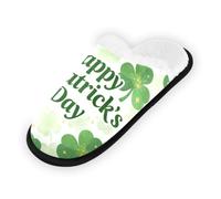 GuoChe Pantoufles douces et antidérapantes pour chambre à coucher, hôtel, voyage, spa, Saint-Patrick, trèfle et texte, Trèfle et texte de la Saint-Patrick, Medium