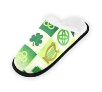 GuoChe Pantoufles douces et antidérapantes pour chambre à coucher, hôtel, voyage, spa, Saint-Patrick, vert damier, Motif damier vert pour la Saint-Patrick, Large