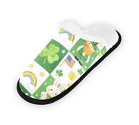 GuoChe Pantoufles douces et antidérapantes pour la maison, la chambre à coucher, l'hôtel, le voyage, le spa, la Saint-Patrick, patchwork