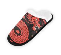 GuoChe Pantoufles douces et antidérapantes pour la maison, la chambre à coucher, l'hôtel, le voyage, le spa, l'esthétique japonaise, symbole du dragon Kanji Japon, tatouage art