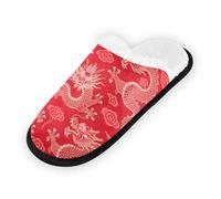 GuoChe Pantoufles douces et antidérapantes pour la maison, la chambre à coucher, l'hôtel, le voyage, le spa, asiatique, japonais, chinois, chanceux, rouge, jaune, dieu dragon, Asiatique Japonais