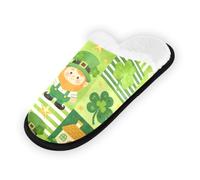 GuoChe Pantoufles douces et antidérapantes pour la maison, la chambre à coucher, l'hôtel, le voyage, le spa, la Saint-Patrick, patchwork, Patchwork de la Saint-Patrick, Medium
