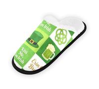 GuoChe Pantoufles douces et antidérapantes pour la maison, la chambre à coucher, l'hôtel, le voyage, le spa, la Saint-Patrick, patchwork, Patchwork de la Saint-Patrick, Medium