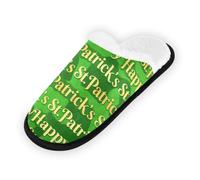 GuoChe Pantoufles douces et antidérapantes pour la maison, la chambre à coucher, l'hôtel, le voyage, le spa, la Saint-Patrick, texte heureux, Texte joyeux de la Saint-Patrick, Large