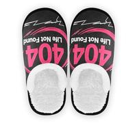 GuoChe Pantoufles légères en polaire corail avec semelle en caoutchouc antidérapante pour chambre à coucher, maison, bureau, voyage, yoga, taille M, 404 Error Life Not Found, Medium