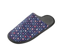 GuoChe Pantoufles pour femmes Pantoufles d'intérieur pour femme Pantoufles de lit pour femme Chaussons de Noël Bleu marine Rouge, Icônes de Noël bleu marine rouge blanc, 6.5-7