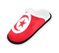 GuoChe Pantoufles souples antidérapantes pour intérieur - Pour chambre à coucher, hôtel, voyage, spa, drapeau tunisien, Drapeau de la Tunisie, Large