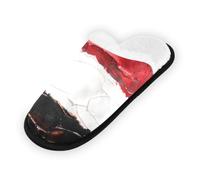 GuoChe Pantoufles souples et antidérapantes pour chambre à coucher, hôtel, voyage, spa, drapeau de la République du Yémen - Noir et rouge, Drapeau de la République du Yémen Noir Rouge, Large