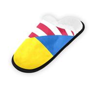 GuoChe Pantoufles souples et antidérapantes pour chambre à coucher, hôtel, voyage, spa, drapeau des États-Unis Ukraine, Drapeau des États-Unis Ukraine, Large